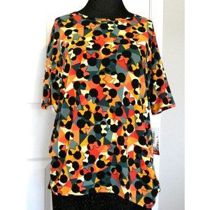 LuLaRoe Top Disney Minnie Mouse TShirt Blouse Black, Orange Multicolor Women XXS